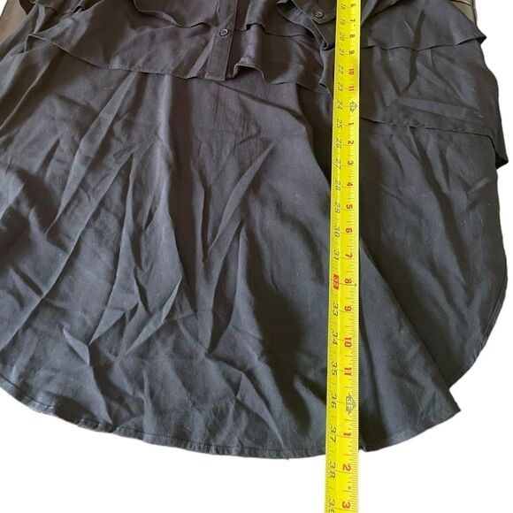 Wrangler Black Rodeo Blouse Western Collar Tips High Low Tiered Womens Large - Picture 7 of 8